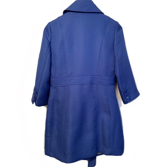Nine West Cobalt Blue HoneyComb Trench Lined Spring Coat - Picture 3 of 8